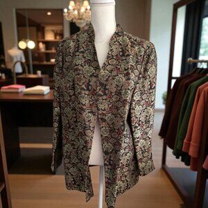 AMBER SUN Multicolor Brocade Rose Print Blazer Jacket Size Large